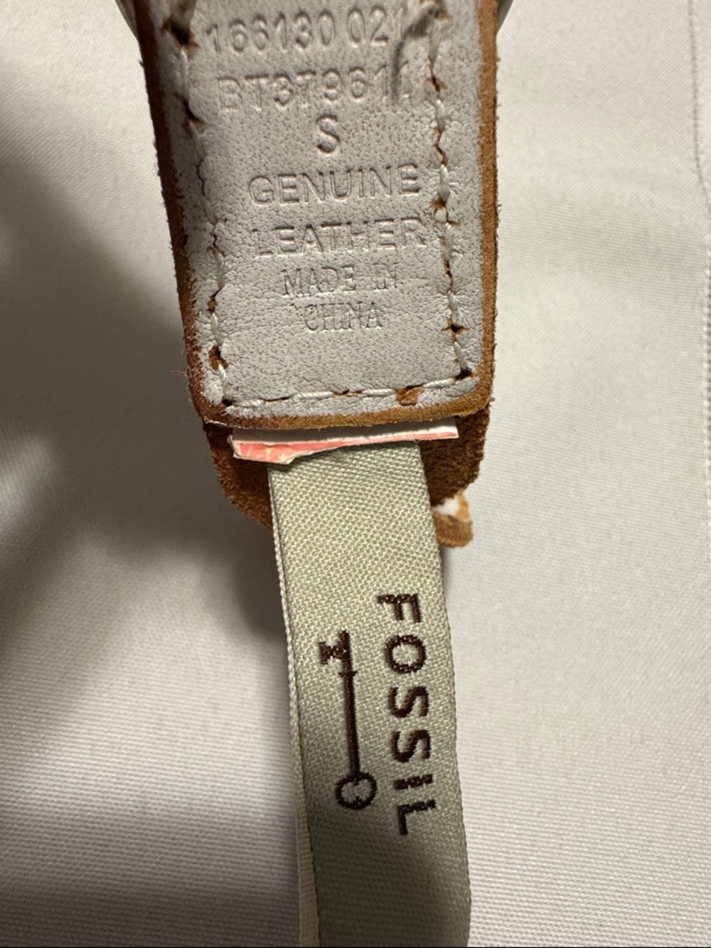Fossil Braided Leather Waist Belt - White and Tan S - Picture 2 of 2